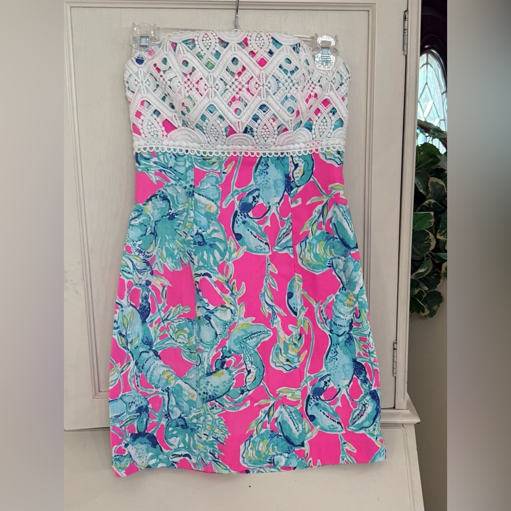 LILLY PULITZER Bryinn raspberry lobster and love dress size 00